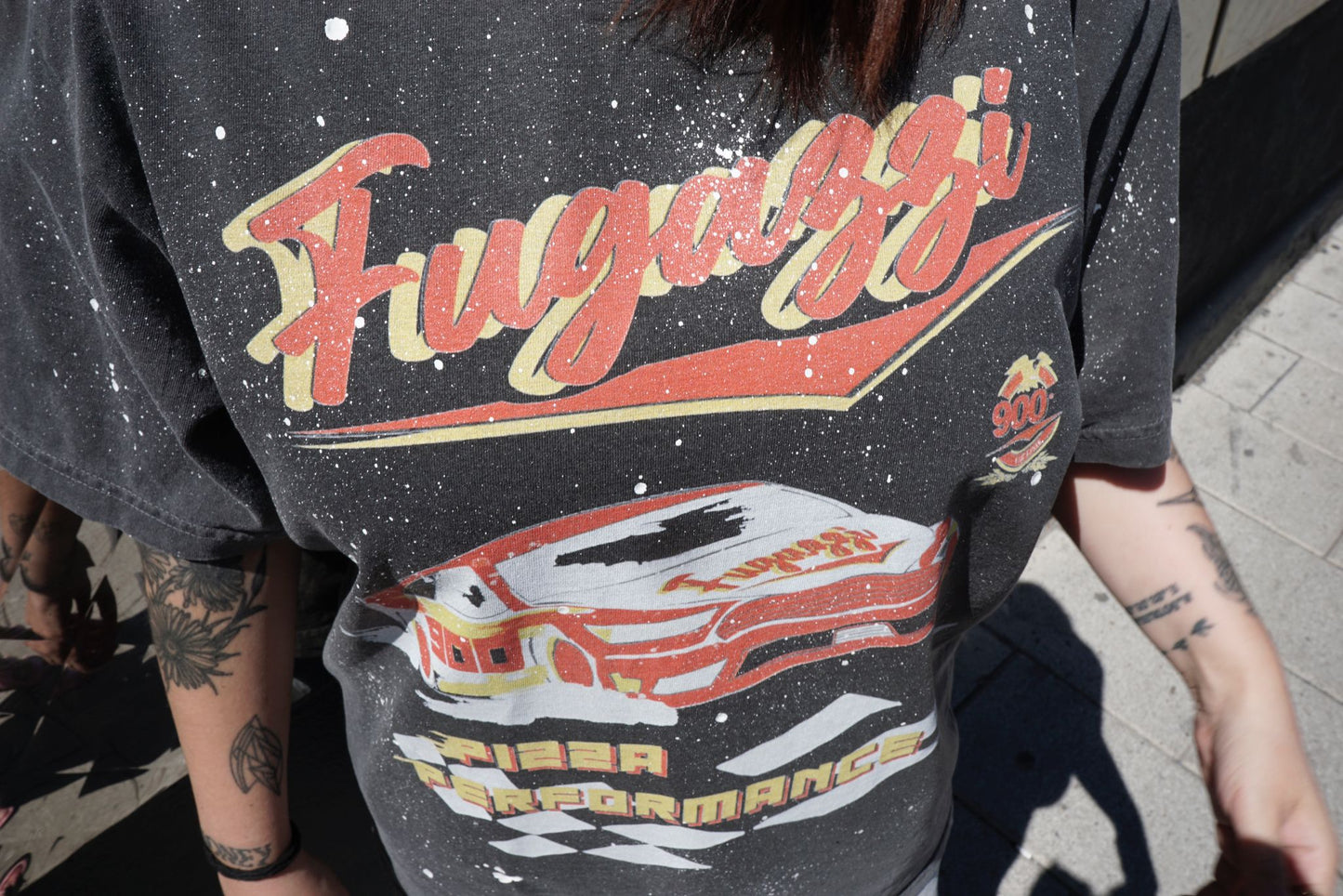 Washed Grey Heavy Fugazzi Pizza Performance T shirt