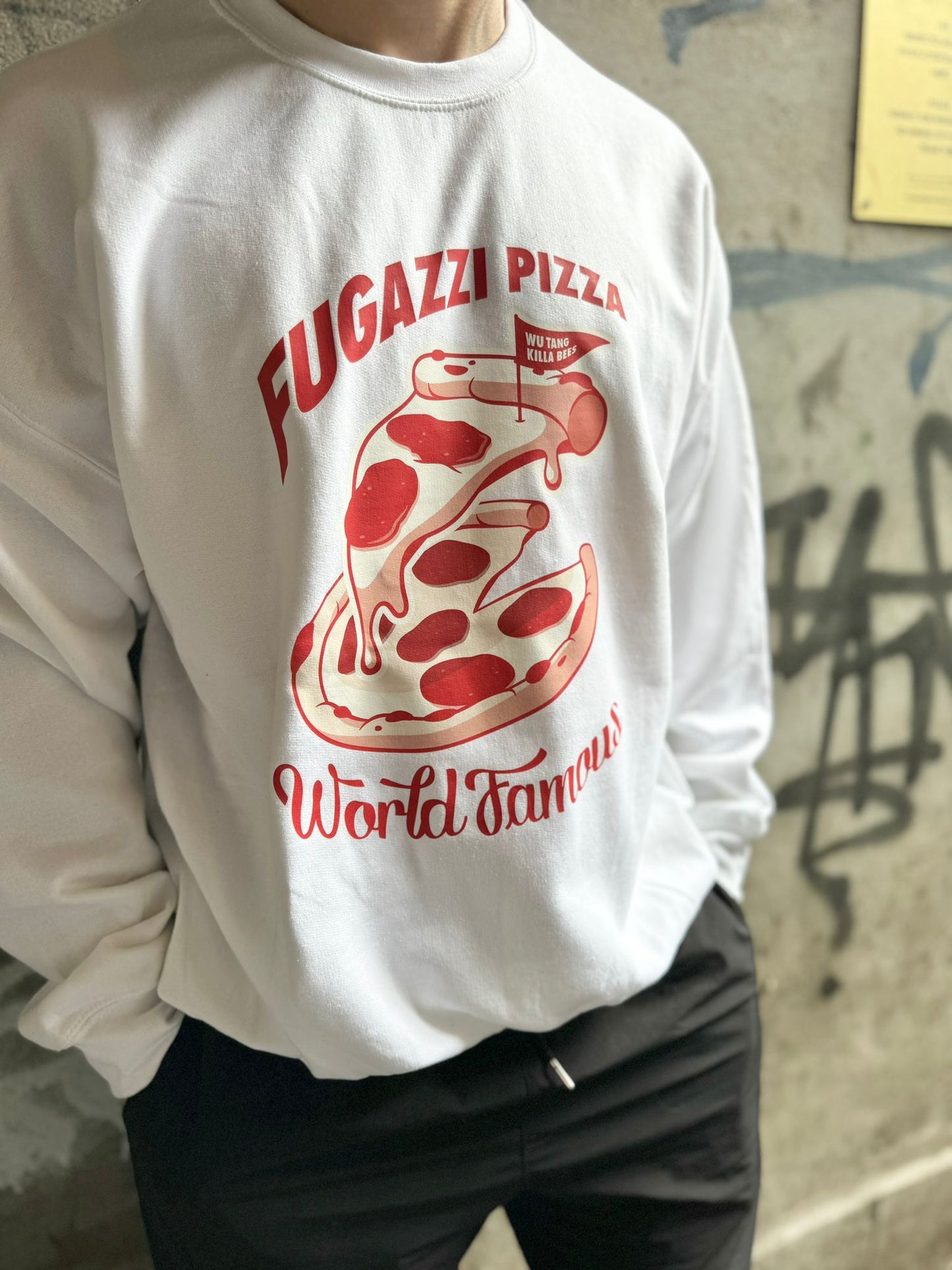 Fugazzi worlds famous white crewneck